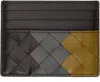Bottega Veneta Brown & Grey Intrecciato Credit Card Holder In 2117