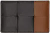 Bottega Veneta Brown & Tan Cassette Credit Card Holder In 2475 Fond-wood/fon/