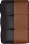 Bottega Veneta Brown & Tan Cassette Flap Card Case Wallet In 2476 Fond-wood/fon-s