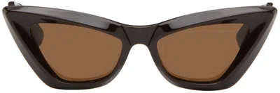 Bottega Veneta Brown Angle Pointed Cat-eye Sunglasses In 004 Brown