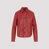 BOTTEGA VENETA BROWN BERRY SCARLETT BICOLOR INTRECCIATO LEATHER SHIRT