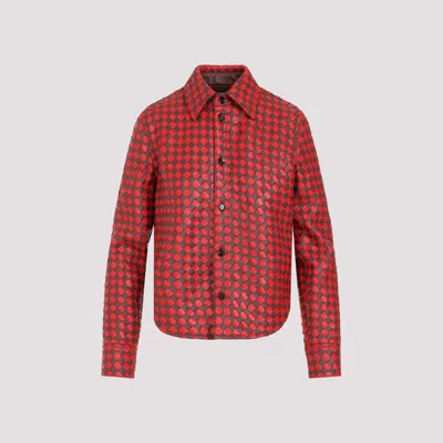 Bottega Veneta Leather Intrecciato Shirt In Multicolour