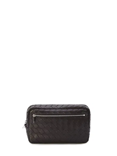 Bottega Veneta Brown Calfskin Intrecciato Pouch Handbag For Men In Multicolor