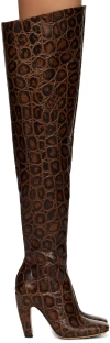 Bottega Veneta Canalazzo Croc-effect Leather Over-the-knee Boots In 2232 Barrel