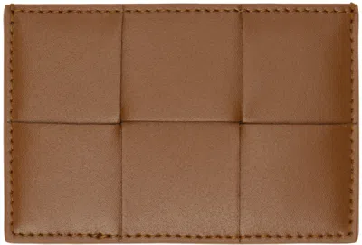 Bottega Veneta Brown Cassette Credit Card Holder In 2592 Cognac/cog-sp/s