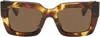 Bottega Veneta Brown Classic Square Sunglasses In 005 Havana