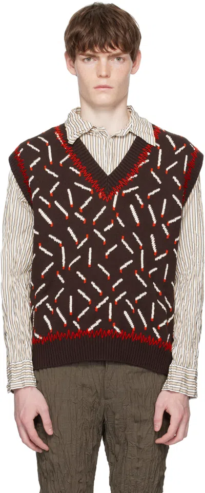 BOTTEGA VENETA BROWN COTTON JACQUARD MATCHES VEST