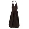 Bottega Veneta Brown Cotton Long Women's Dress In Black