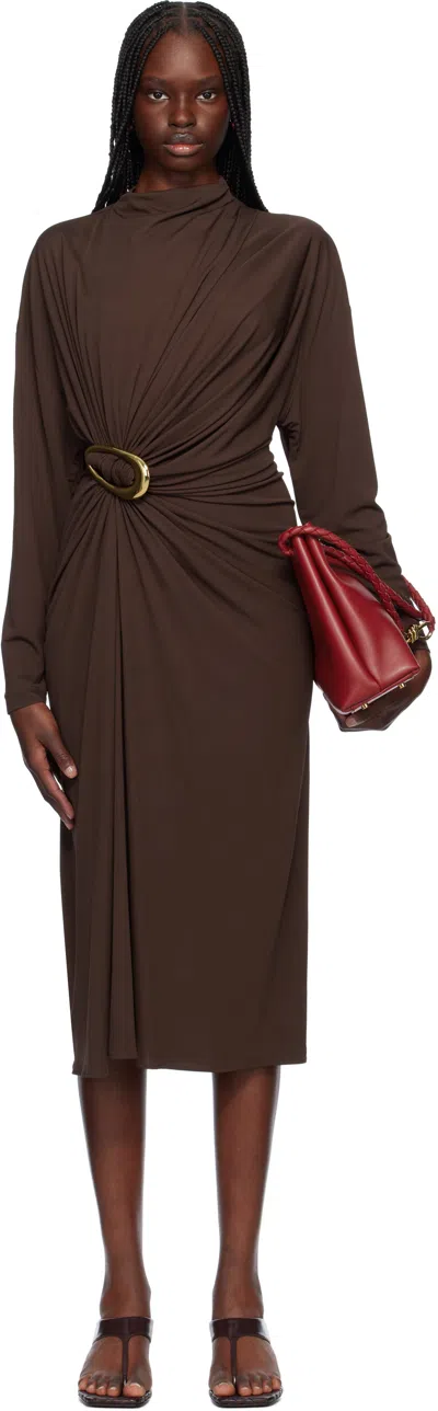 Bottega Veneta Gathered Embellished Crepe-jersey Midi Dress In Unknown