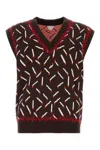 Bottega Veneta Men Brown Jacquard Vest With Matchstick Pattern In Brown