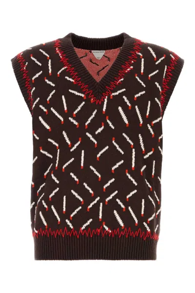 BOTTEGA VENETA BROWN EMBROIDERED JACQUARD VEST