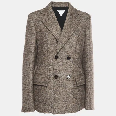 Pre-owned Bottega Veneta Brown Felt Wool Blend Double Breasted Blazer M