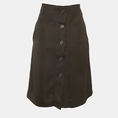 Pre-owned Bottega Veneta Brown Gabardine Buttoned Pencil Skirt S
