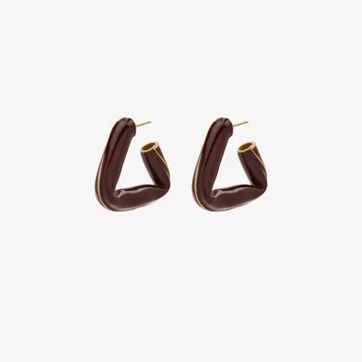 Bottega Veneta Gold-plated Fold Hoop Earrings In Brown