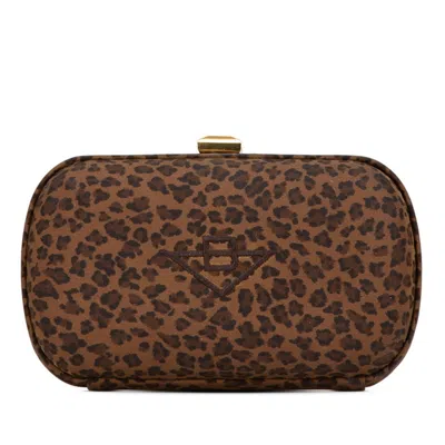 Pre-owned Bottega Veneta Brown Green Khaki Nylon Clutch Bag ()