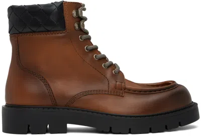 Bottega Veneta Brown Haddock Lace-up Boots In 2742 Lwood