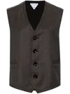 BOTTEGA VENETA BROWN HOUNDSTOOTH WOOL WAISTCOAT