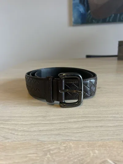 Pre-owned Bottega Veneta Brown Intrecciato Belt