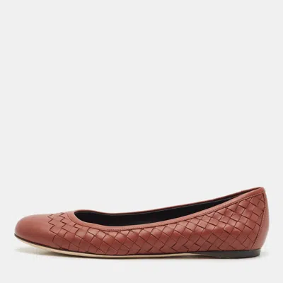 Pre-owned Bottega Veneta Brown Intrecciato Leather Ballet Flats Size 40