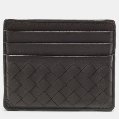 Pre-owned Bottega Veneta Brown Intrecciato Leather Card Holder