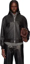 Bottega Veneta Brown Jacket With High Neck And All-over Intrecciato Motif In Leather Woman In 2113 Fondant
