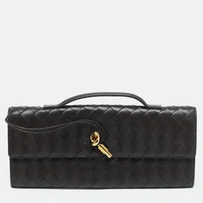 Pre-owned Bottega Veneta Brown Intrecciato Leather Medium Andiamo Clutch