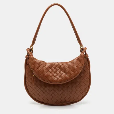 Pre-owned Bottega Veneta Brown Intrecciato Leather Medium Gemelli Shoulder Bag