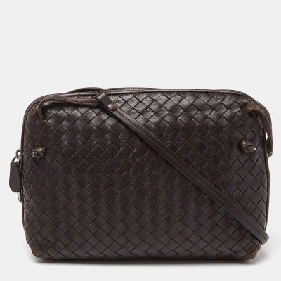 Pre-owned Bottega Veneta Brown Intrecciato Leather Nodini Crossbody Bag