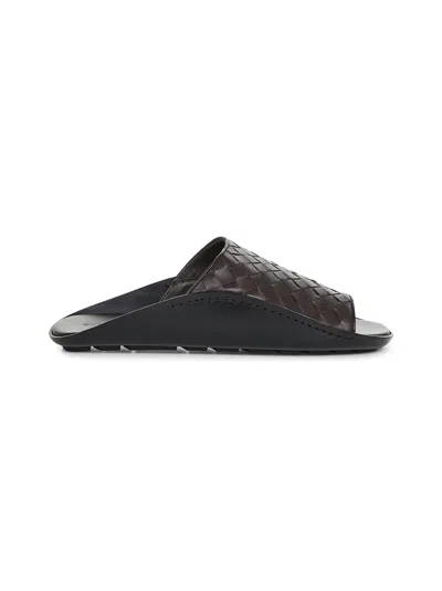 BOTTEGA VENETA BROWN INTRECCIATO LEATHER WAVE MULE