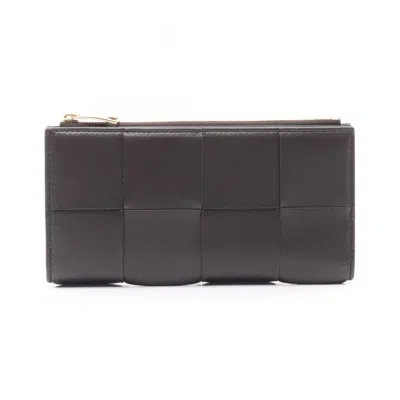 Pre-owned Bottega Veneta Brown Intrecciato Long Wallet (bi-fold) ()