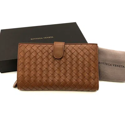 Pre-owned Bottega Veneta Brown Intrecciato Long Wallet (bi-fold) ()