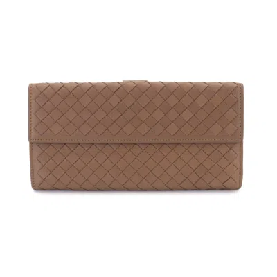 Pre-owned Bottega Veneta Brown Intrecciato Long Wallet (bi-fold) ()