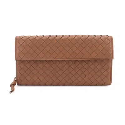 Pre-owned Bottega Veneta Brown Intrecciato Long Wallet (bi-fold) ()