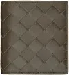 Bottega Veneta Brown Intrecciato Slim Bi-fold Wallet In 3392 Kaki