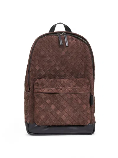 Bottega Veneta Brown Intrecciato Suede Backpack
