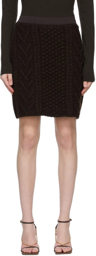 Bottega Veneta Brown Knit Wool Skirt In 2188 Fondente Melang