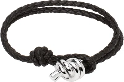 Bottega Veneta Brown Knot Leather Bracelet In 1139 Fondant