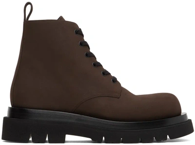 Bottega Veneta Brown Lace-up Boots In 2718 Coffee