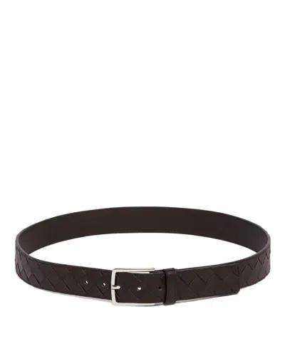 Bottega Veneta Brown Leather Intrecciato Belt
