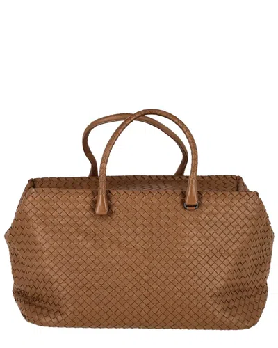 Pre-owned Bottega Veneta Brown Leather Intrecciato Brick Satchel (authentic Pre-loved)
