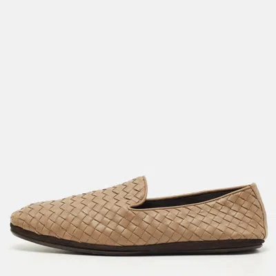 Pre-owned Bottega Veneta Brown Leather Intrecciato Smoking Slippers Size 42