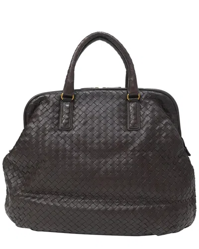 Bottega Veneta Brown Leather Intrecciato Top Handle Bag (authentic Pre-loved)
