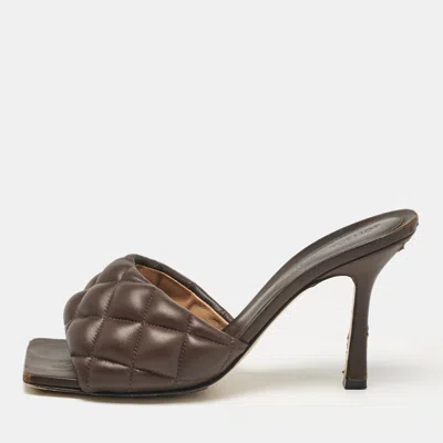 Pre-owned Bottega Veneta Brown Leather Lido Slide Sandals Size 37