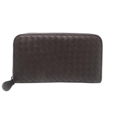 Pre-owned Bottega Veneta Brown Leather Long Wallet (bi-fold) ()
