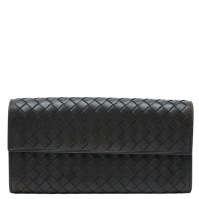 Pre-owned Bottega Veneta Brown Leather Long Wallet (bi-fold) ()