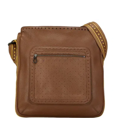 Pre-owned Bottega Veneta Brown Leather Pochette Pouch Shoulder Bag ()