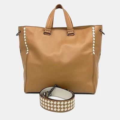 Pre-owned Bottega Veneta Brown Leather Tote And Shoulder Bag