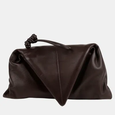 Pre-owned Bottega Veneta Brown Leather Triangle Clutch Bag
