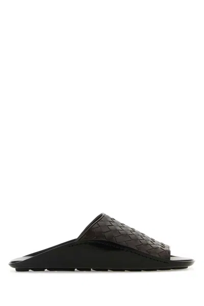 Bottega Veneta Brown Leather Wave Slippers