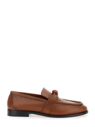 Bottega Veneta Brown Loafers With Knot Detail On The Front In Leather Man In Multicolor